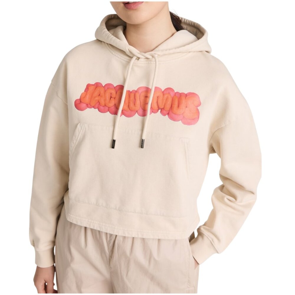 Jacquemus Le Sweatshirt Pate A Mode Hoodie size S small beige clay logo cropped